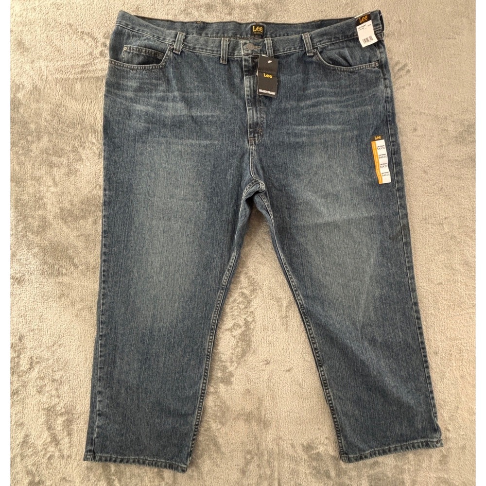 Lee Mens Relaxed Fit Straight Leg Jeans 54x30 Lieutenant Blue Medium Wash NWT